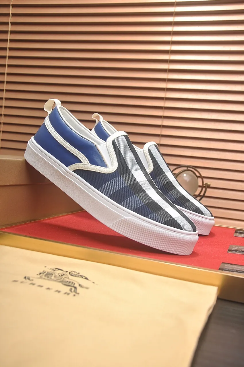 Men's shoes 💰400💶【Burberry】Classic low-top sneakers｜Imported cowhide with classic plaid fabric｜Sheepskin lining｜Original outsole｜Fine workmanship and comfortable to wear Size: 38-44 (customized at 45)